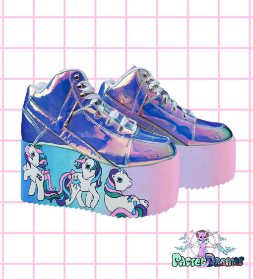 my little pony yru atlantis platform shoes,mlp, edm shoes, flatform, hand painted, kawaii, fairy kei, party kei, harajuku