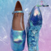 blue iridescent heel less custom made shoes with hand cast crystals cute kawaii harajuku crystal cascade