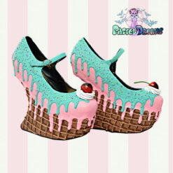 ice cream cupcake cake waffle heel less wedges custom shoes pastel goth kawaii cute sugar sweet harajuku candy