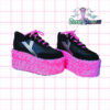 rose pink rosa eden platform trainer shoes handpainted by pastel-dreams nugoth kawaii