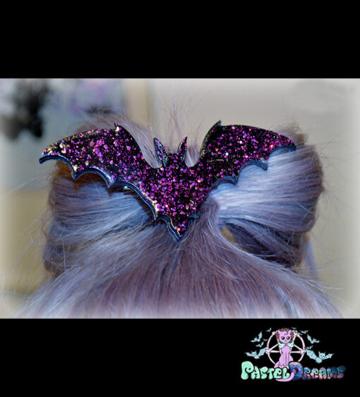 bat large hair clip in various colors handmade pastel goth fairy kei