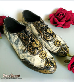 steampunk post apocalyptic flat dance shoes custom pastel dreams compass pattern mad max inspired