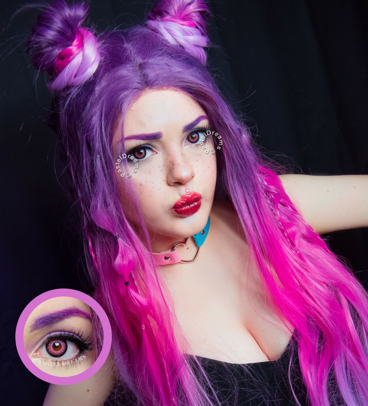EOS super neon 209 pink colored contact lenses cosplay lenses, circle lenses, colored contacts, costume lenses