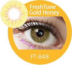 freshtone extra gold honey hazel cosmetic contact lenses, circle lenses, colored contacts