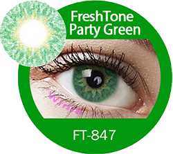 freshtone extra party green cosmetic contact lenses, circle lenses, colored contacts