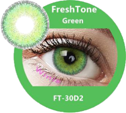 freshtone diva green cosmetic contact lenses, circle lenses, colored contacts