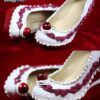 Red velvet cake shoes custom made heels wedges shoes one of the kind, Kawaii