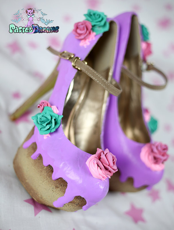 Rosa cake custom made heels shoes one of the kind, Pastel Goth