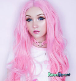 Lace front wig, pink wig, synthetic, realistic wig,cosplay wig