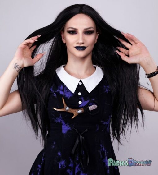 straight lace front jet black wig for witchy, gothic or just cosplay looks