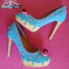 custom made cake high heels shoes in bubblegum blue - strawberry