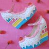 Birthday Rainbow wedges high heels custom made